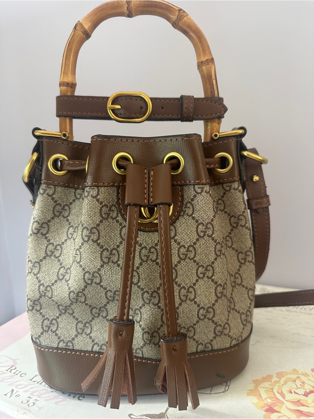 BIG DISCOUNT Drawstring Bucket Bag - Brown
